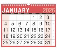 2026 Easy View Monthly Planner - Large Font Month To View A4 Wall Hanging Calendar - Spiral Bound Family Organiser