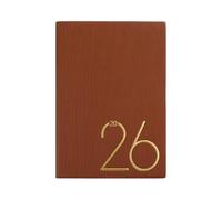 2026 Efficient Planning Schedule Planner Notebook 12-Month Bookmarks A5 Size Durable And Simple Design, Ideal Official Gift for Colleague Student (Brown)