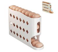 2026 Egg Holder for Fridge, Automatic Rolling Egg Dispenser Organizer No Assembly Required Easy Access Save Refrigerator Space And Prevent Eggs from Breaking Holds Up to 30 Eggs (1pcs White)