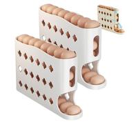 2026 Egg Holder for Fridge, Automatic Rolling Egg Dispenser Organizer No Assembly Required Easy Access Save Refrigerator Space And Prevent Eggs from Breaking Holds Up to 30 Eggs (2pcs White)