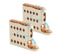 2026 Egg Holder for Fridge, Automatic Rolling Egg Dispenser Organizer No Assembly Required Easy Access Save Refrigerator Space And Prevent Eggs from Breaking Holds Up to 30 Eggs (2pcs Yellow)