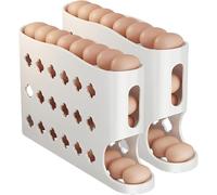 2026 Egg Holder for Fridge, Eggs Dispenser Auto Rolling, No Assembly Required Easy Access, Save Refrigerator Space, And Prevent Egg from Breaking, Large Capacity / Holds 30 Eggs (White/2)