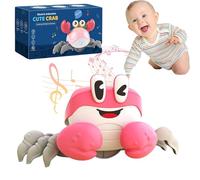 2026 Electric Crab Baby Toy, Flashing Light & Music Crawl Learning Toy with Obstacle Avoidance for 6-12 Month Toddlers 1-3 Year Old (Red)