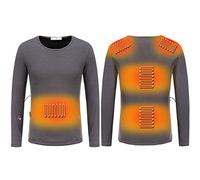 2026 Electric Heated Thermal Tops for Men Underwear Winter USB Charging Heated Body Warmer Long Sleeve T Shirts Sweatshirt Washable Base Layer Heating Blouse Insulated Compression Tops Dark Gray