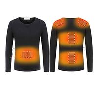 2026 Electric Heated Thermal Tops for Men Underwear Winter USB Charging Heated Body Warmer Long Sleeve T Shirts Sweatshirt Washable Base Layer Heating Blouse Insulated Compression Tops Black