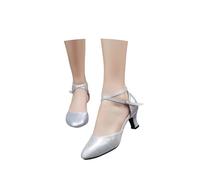 2026 Elegant Dance Shoes with Medium Heel, Suitable for Standard and Latin Dance, Comfortable and Flexible, silver, 5 UK