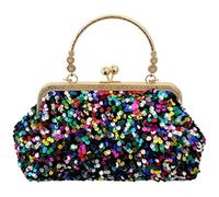 2026 Elegant Glitter Sequin Clutch Purse for Women Kiss Lock Tinsel Evening Bag For Party Prom Wedding, Colorful