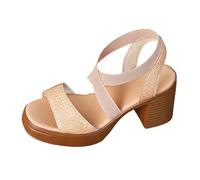 2026 Elegant Woven Upper Heeled Sandals For With Breathable Crosstie Straps And Wide Footbed Luxe Chunky Heel Dress Sandals For Summer And Occasions