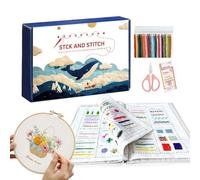 2026 Embroidery Set Book - Portable Linen Craft Accessories with Tool Kit and Instructions - Beginner Embroidery Set - for Hobby Crafts Sewing Training Practice Art Travel Home Christmas Party Holiday