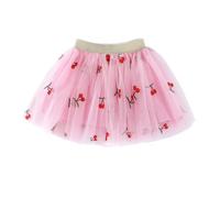2026 Embroidery Tutu Skirt with Heart Cherry Pineapple for Girls 1 10 Years Pink
