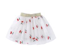 2026 Embroidery Tutu Skirt with Heart Cherry Pineapple for Girls 1 10 Years White