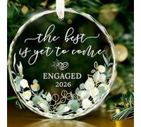2026 Engagement Gifts for Couples, Crystal Glass Hanging Decoration for Engagement Tree Engaged Christmas Decorations Gifts for Newly Engaged Couple Him or Her