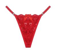 2026 - Europe America Lace Underwear Thong Large Size Underwear Away Underwear, red, S
