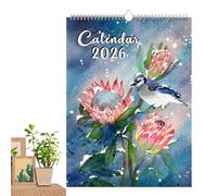 2026 Exotic Birds Calendar - Spiral Bound 12 Month Floral Birds Calendar,Artistic Design Nature Lovers Collection for Study Dorm Kitchen Apartment Bedroom Decor Everyday Planning