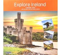 2026 Explore Ireland Landscapes Scenic Castles Tourist Square Wall Calendar Planner Organiser Landscapes Scenic Scenery Southern Northern Eire Home Kitchen Office Christmas Birthday New Year Orange