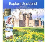 2026 Explore Scotland Landscapes Scenic Castles Tourist Square Wall Calendar Planner Organiser Landscapes Scenic Scenery Southern Northern Home Kitchen Office Christmas Birthday New Year Blue