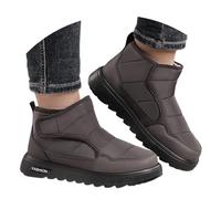 2026 Extra Wide Fit Winter Fleece Boots, Lined Warm Boots Hiking Knee-High Suede Easy On Rainy Days Cold Weather Men Walking Lightweight Grip Sole (9) Brown