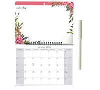 2026 Family Memo Calendar Dry Wipe Board Month to View Hanging Wall Year Planner with Pen (Flowers)