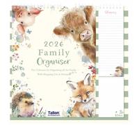 2026 Family Organiser Month to View Calendar, Hanging Memo Pad with Shopping List, Notepad, Five Columns for Organising Family Planner - ANIMAL (Design No. 3)