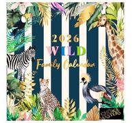 2026 Family Organiser Month to View Calendar Wall Hanging Planner with Five Columns for organising Family Bright Coloured 2 Styles - Into The Wild Or Living Our Best Life (WILD)