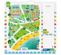 2026 Family Wall Calendar Planner - 5 Column Monthly Organizer with Sea Theme, Shopping List & Notepad - Seaside Design for Home & Office