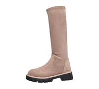 2026 Fashion Stretch Slim Fit Knee High Boots with Round Toe and Platform for Comfortable Stylish Footwear (Khaki, 5.5)