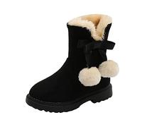 2026 Fashionable Winter Snow Boots for Girls, Thick Bottom, Non-Slip, Warm, Comfortable, Plain Zip, black, 1.5 UK