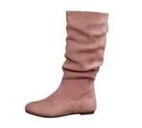 2026 Fashionable Women's British Style Boots, Soft with Decorative Pleats, Comfortable Flat Sole for the Elegant Everyday Look, pink, 7 UK