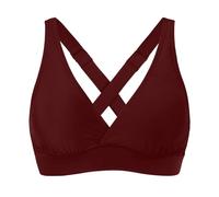 2026 - Femmes Maillots de bain élastiques hauts à Armatures couverture complète Haut de Bikini Push Up Maillot de Bain Haut Court Cravate DOS Maillot de bain hauts Pyjamas Lace, Wine Red, M