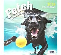 2026 Fetch Dogs Playing Ball Underwater Square Wall Calendar 16 Months Cute Animals Pets Home Kitchen Christmas Birthday New Year Puppy Puppies
