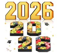 2026 Fillable Numbers for Charcuterie 13.8'' Cardboard Number Black Gold 2026 Shaped Board Trays for New Year Graduation Party Decorations Food Candy Paper Mache Cupcake Pans Cookies Box Container