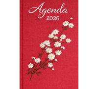 2026 Floral Agenda Planner | Elegant Red Linen Cover with White Flowers | Yearly Organizer with Notes, To-Do Lists & Calendars | Classic 6x9 Planner
