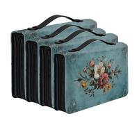 2026 Floral Pattern Book Cover with Zip, Carry Handle for Bible Motifs in Stylish Design (Dark Green, 30.5 x 22.9 x 6.1 cm)