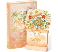2026 Floral Whispers 3D Flower Desk Calendar, Wooden Stand Monthly Planner - Great Romantic Gift for Valentine's Day & New Year