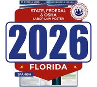 2026 Florida State and Federal Labor Law Poster - OSHA Workplace Compliant - Mandatory Regulations Posting for Employees - All In One Required Compliance Posting 17" x 40" Laminated (Spanish)