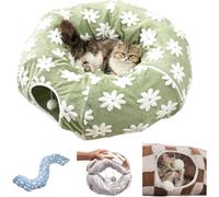 2026 Foldable Small Animal Tubes Tunnels Dachshund Indoor Peekaboo Cats Play Cave Kitten Toys Round Bunny Hiding Spot Pet Donut Condos Hideaway Sleeping Bag (Green)