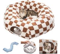 2026 Foldable Small Animal Tubes Tunnels Dachshund Indoor Peekaboo Cats Play Cave Kitten Toys Round Bunny Hiding Spot Pet Donut Condos Hideaway Sleeping Bag (Brown)