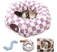 2026 Foldable Small Animal Tubes Tunnels Dachshund Indoor Peekaboo Cats Play Cave Kitten Toys Round Bunny Hiding Spot Pet Donut Condos Hideaway Sleeping Bag (Purple)