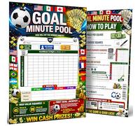 2026 Football Goal Minute Pool Game - 100 Square Board, 10 Sheets 37x26cm | Printed both sides, 150gsm paper, Tracks first 4 goals, Special 45 and 99 squares, How to play page