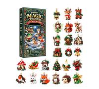 2026 Forest Creatures Christmas advent calendars - 24 Acrylic Ornaments | 11.02x6.29x1.18 inch 2026 Christmas countdown calendar with 24 2D flat acrylic Màgiçal forest animal pendant charms for