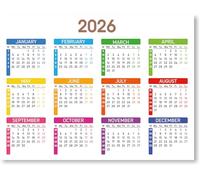 2026 Fridge Calendar with Magnet | Size 20 x 15 cm | Colorful Yearly Planner with Numbered Weeks | Tasks, Holidays & Events Organizer | (2026, English)