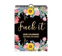 2026 Fu-ck It Wall Calendar for Tired-Ass Women, 12-Month Spiral Bound Hanging Planner with Funny Swear Words, Gag Gift for Women (A)