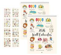 2026 Fun Activity Wall Calendar: Ditch Boring Days - Turn 365 Days Into Tiny, Joyful Rituals, Whimsical Illustrated Monthly Wall Calendar, Daily Joy & Simple Happiness Planner (2Pcs)