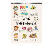 2026 Fun Activity Wall Calendar: Ditch Boring Days-Turn 365 Days Into Tiny12 Month Activities Planner List Wall Calendar with Large Grids, for Home Office & Memory Keeping (Beige-1 PC)