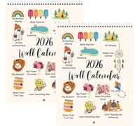 2026 Fun Activity Wall Calendar: Ditch Boring Days-Turn 365 Days Into Tiny12 Month Activities Planner List Wall Calendar with Large Grids, for Home Office & Memory Keeping (Beige-2 PCS)