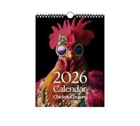 2026 Fun Chicken-Themed Calendar - High-Definition Large Image Design, Confident Quotes Wall-Mounted Monthly Calendar | Hen-Themed Monthly Agenda Planner For Home Decor