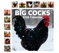 2026 Funny Rooster Calendar - Big Cocks Birds Monthly Wall Calendar, Funny Bird Watching Gift for Birders, Dirty Prank & Secret Santa Elephant Gifts