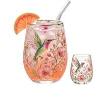 2026 Garden Morning Bliss Glass Tea Cup,Hummingbird Floral Clear Embossed Glass Cup,Aesthetic Decorative Glas s Cups,14oz Nature Bird Flower Mug for Tea Coffee Iced Drinks,Gift for Mom GardenLovers