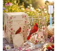 2026 Garden Morning Bliss Glass Tea Cup, Hummingbird Morning Bliss Glass Tea Cup, 14oz Dash Pink Lady Clear Embossed Glass Cup for Tea Coffee, Gift for Bird Lovers Tea Lovers (#C)