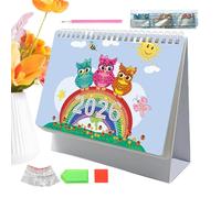2026 Gem Art Desk Calendar,Diamond Art Painting Manual Rotating Desk C-alendar,Creative Thick Paper C.alendar Ornaments For Girlfriend Colleague Studio School Classroom Offices Home-Flower Animal